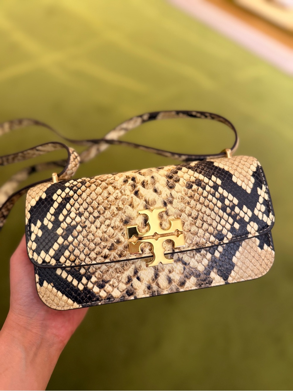 $598 Tory Burch RARE Eleanor Exotic Small Shoulder Bag Snakeskin Embossed